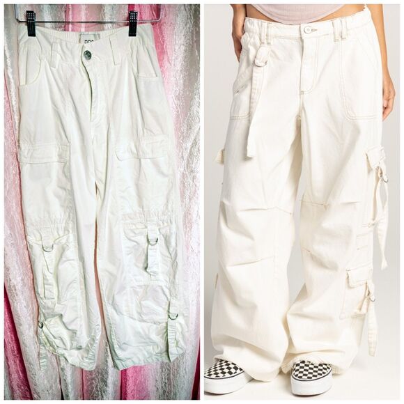 BDG Urban Outfitters White Cotton Strappy Hip-hop Cargo Pants Size Small - Picture 1 of 15